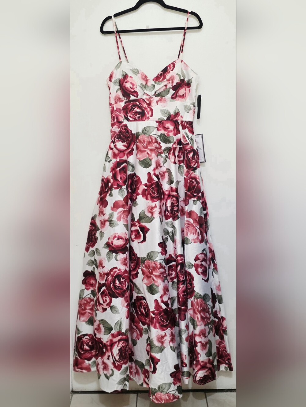 New City Studio Junior's/Women's Graduation, Prom Ivory/Wine Floral Dress Sz 13